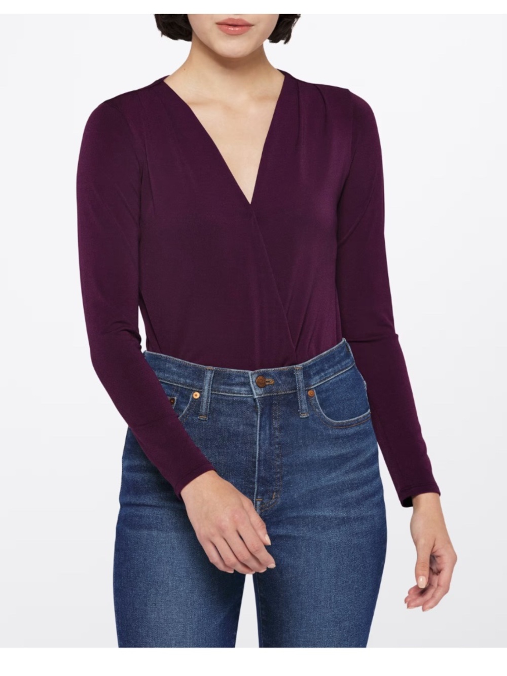 The Kaileigh Phoenix Long Sleeve Surplice Knit Bodysuit